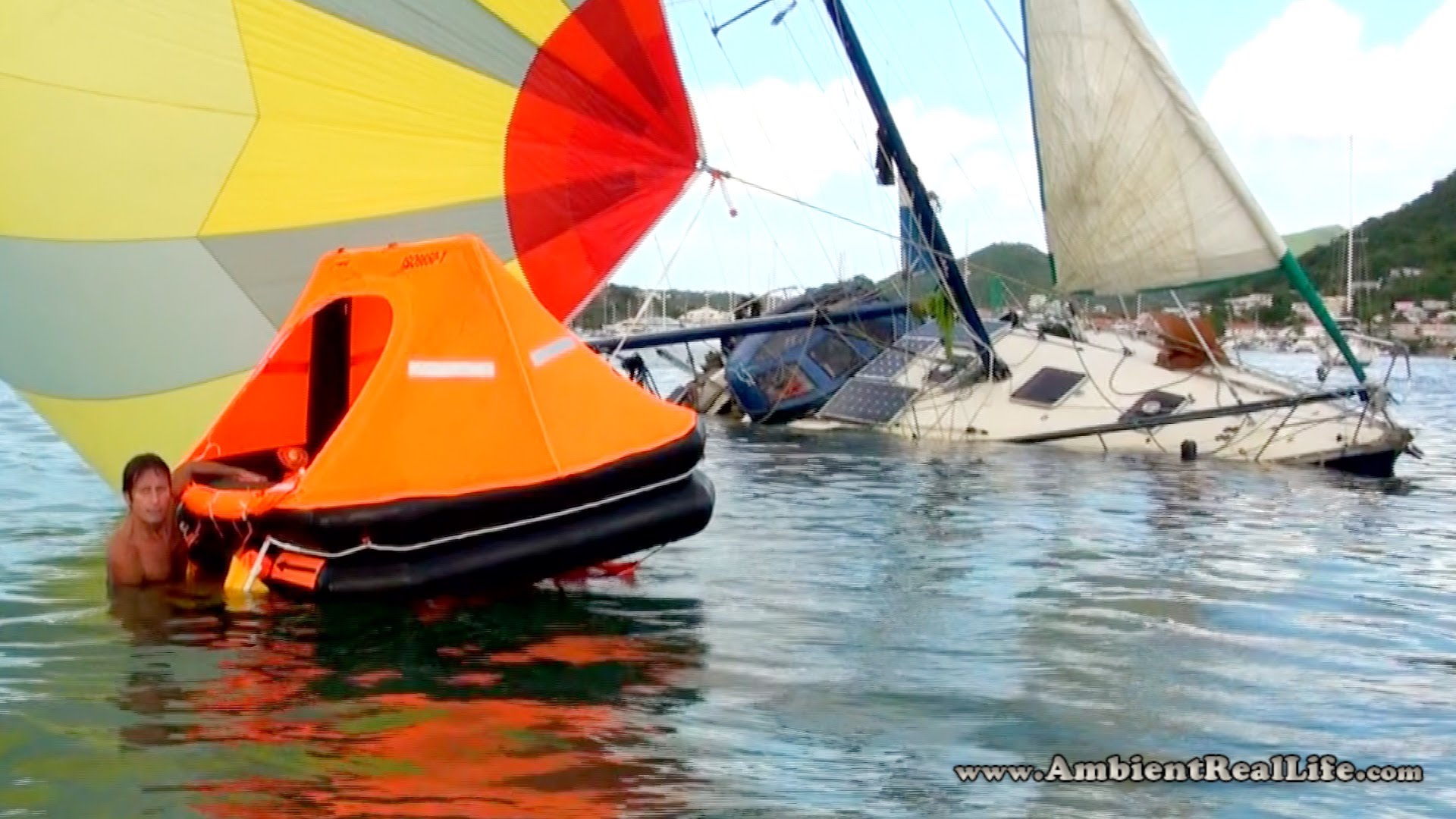 Sailboat Sinks in Simpson Lagoon, St Maarten, SXM CARIBBEAN