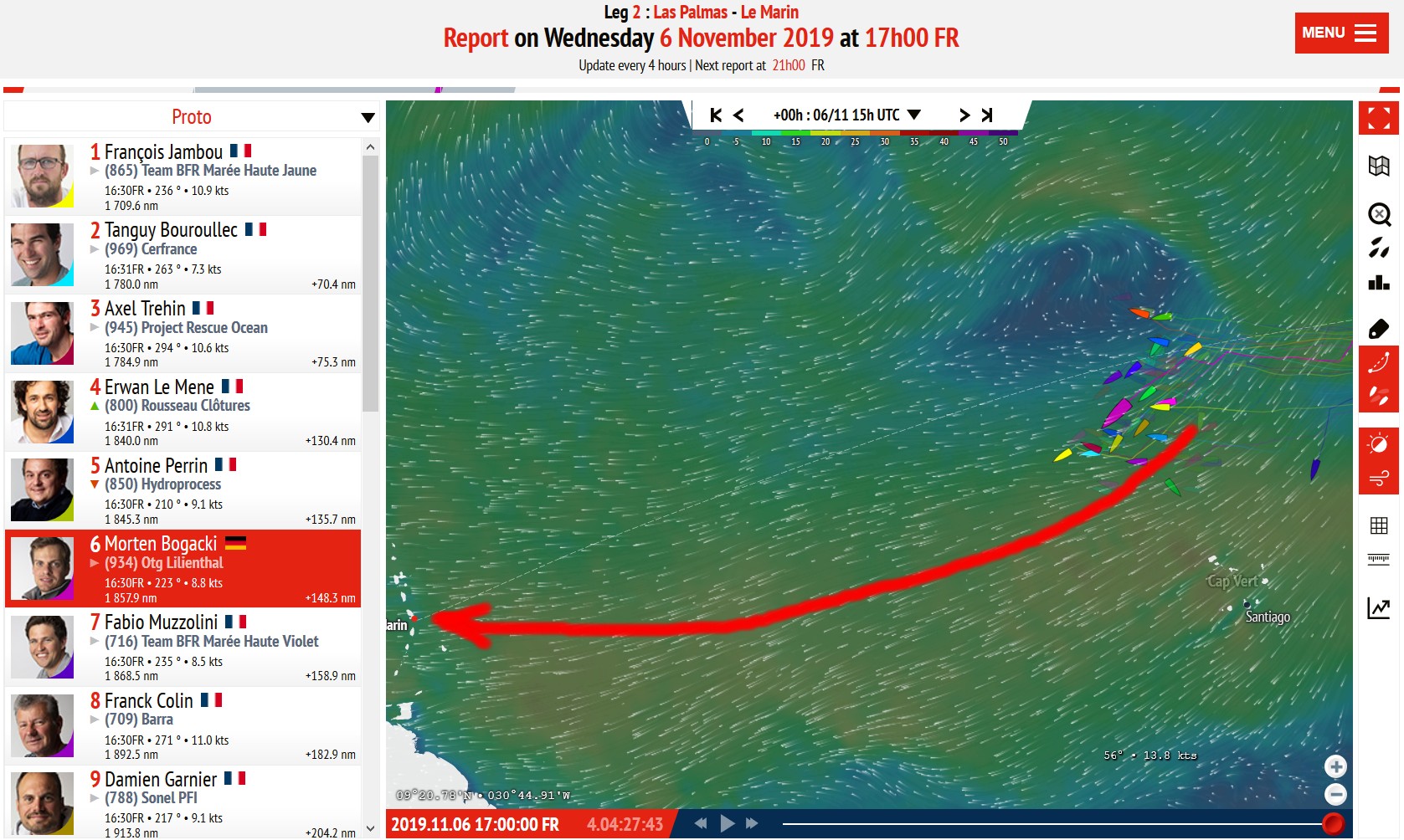 Mini-Transat – 6.11.19 – Morten Bogacki –> Rang 6