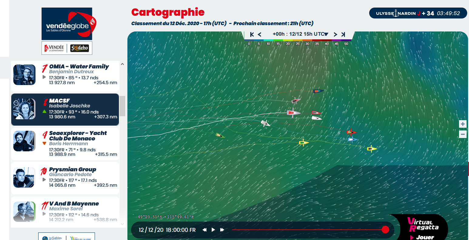 Vendee Globe 2020-12-12 – Isabelle Joschke vor Boris Herrmann