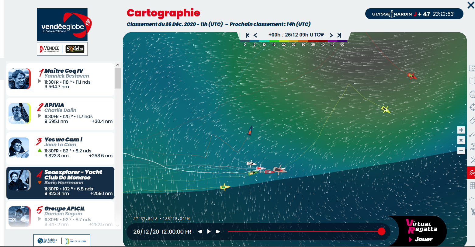 Vendee Globe 2020-12-26  –  Schwarmintelligenz sorgt für entspanntes Segeln