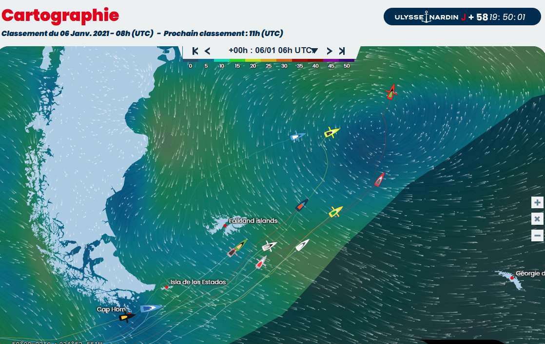 Vendee Globe 2021-01-06  –  Die Top Ten am Horn