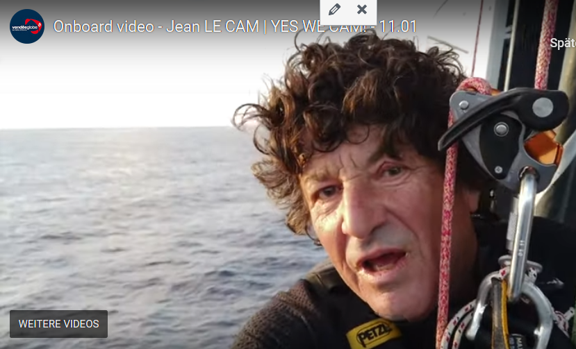 Vendee Globe 2021-01-11  – Jean Le Cam berichtet oben aus dem Mast