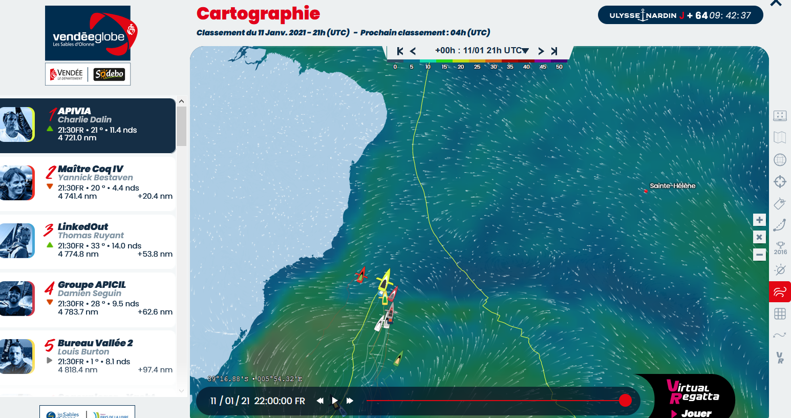 Vendee Globe 2021-01-12  – Führungswechsel