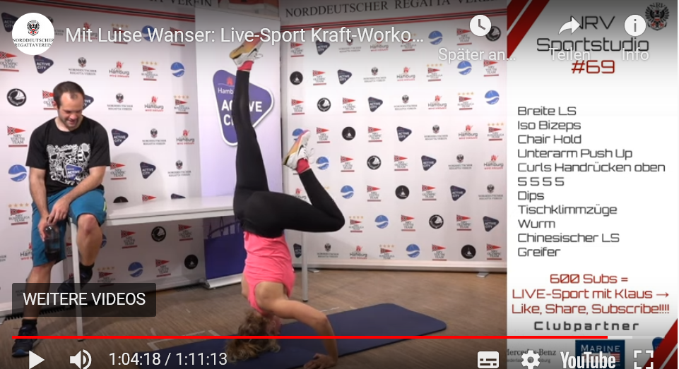 Mit Luise Wanser: Live-Sport Kraft-Workout für zu Hause Day37, NRV Sportstudio #69