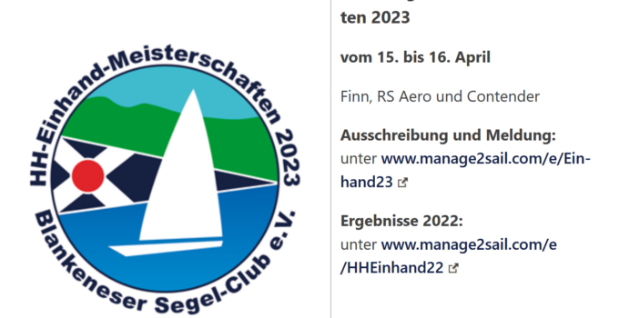 Hamburger Einhandmeisterschaft 2023 – 15. – 16. April – Finn – OK – RS Aero – Contender