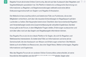 ChatGPT über Regatta-Forum.de