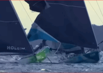 The Ocean Race Europe – Day 1 – Holcim-Rumpf vom Allagrande Outrigger durchbohrt